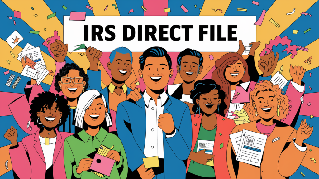 People celebrating after filing taxes with IRS Direct File.