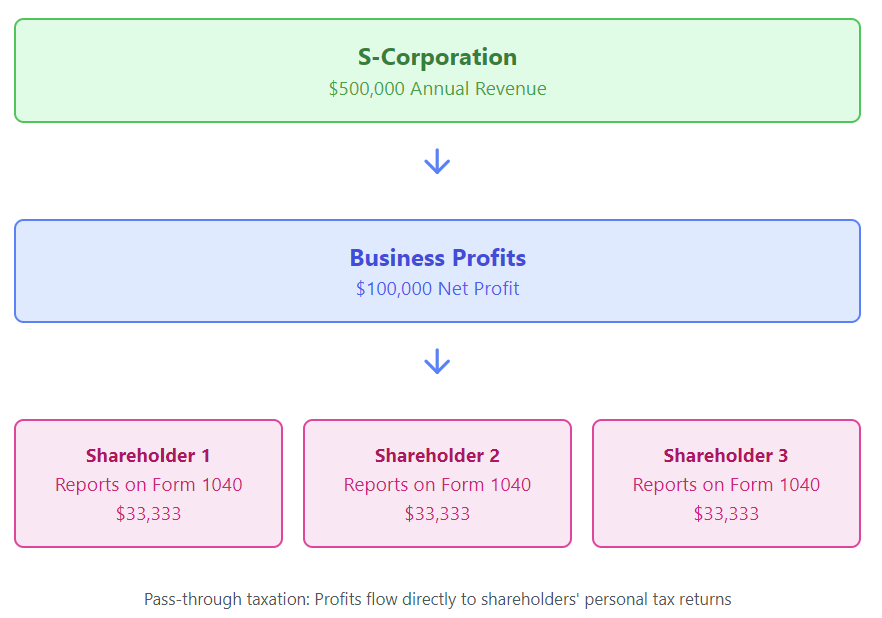 Pass-through taxation in an S-Corp.